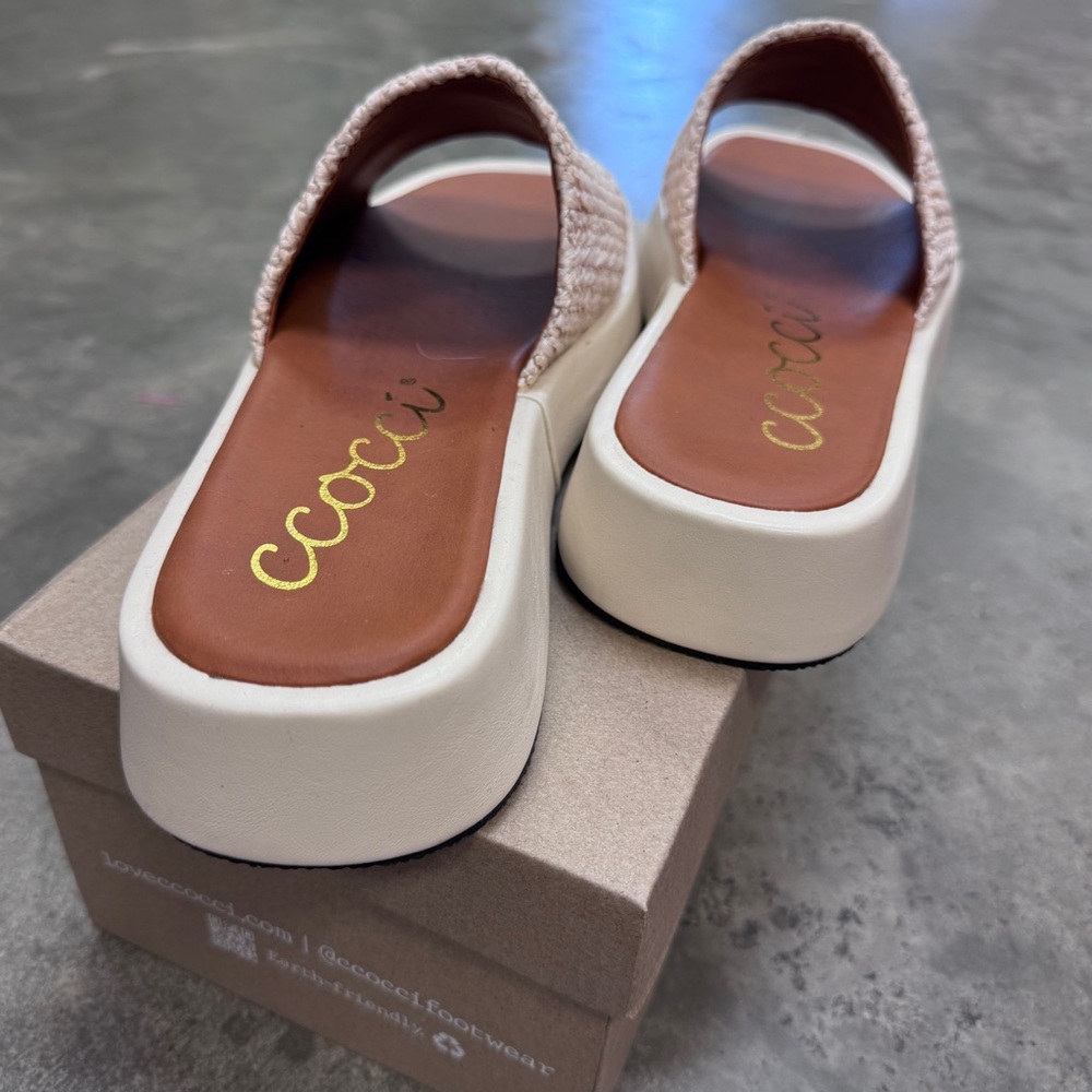 Beige Woven Slide Sandals - Picture 3 of 4